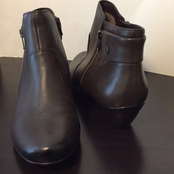 Naturalizer Haley Leather Oxford Zippered Ankle Boot 9.5 Dark Brown 2" Heels - Picture 7 of 11